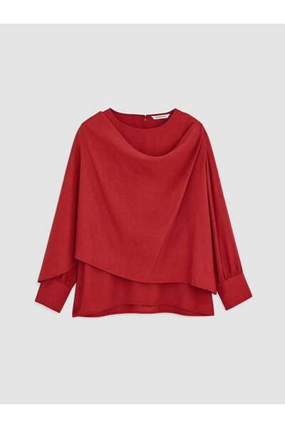 LC Waikiki Lcw Modest Draped Collar Gathered Blouse