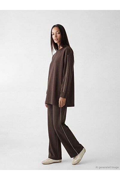 LC Waikiki LCW EVERYDAY Kahverengi Beli Lastikli Soft Touch Kadın Eşofman Altı