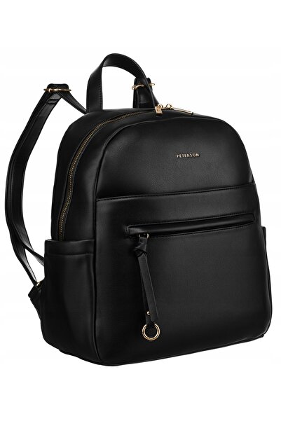 Peterson Rucsac de damă negru, urban, stilat, elegant, din piele, ecologic