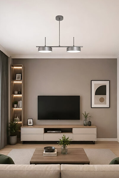Fer Avize Çello Led Modern Tasarım 3 Renk Işık Seçenekli Enerji Tasarruflu 2'li Led Avize Mutfak Salon Çocuk Odası Giyinme Odası