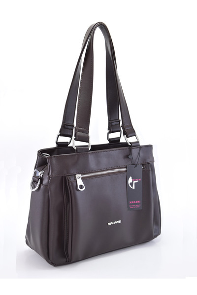 Madame Women's Multi-Compartment Brown Leather Shoulder Bag