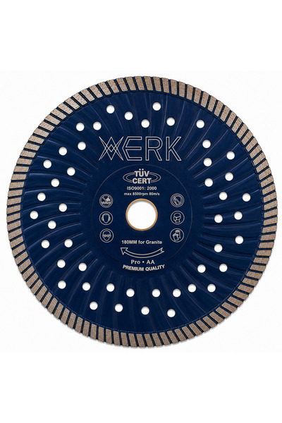 XERK 180 mm Granit Kesme Testeresi 22.23 mm Turbo Elmas Kesici Disk