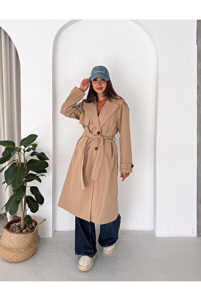 Ekim Store Windbreaker Detailed Belted Long Trench Coat