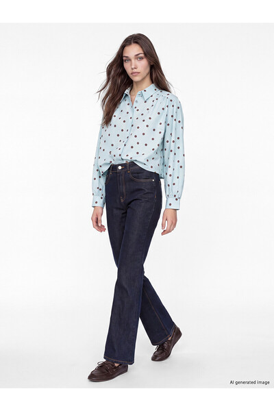 LC Waikiki Alita City Lcw Modest Indigo Denim Straight Spanish & Flare High W...