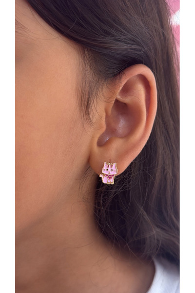 iky aksesuar Steel Cat Child Earring