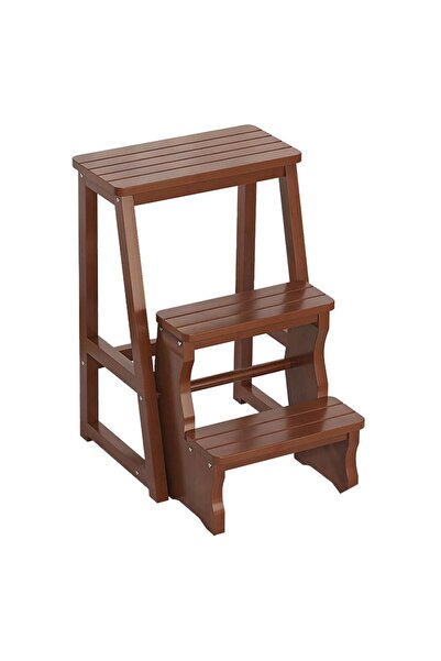 KEKE 3 Layer Multifunctional Wooden Folding Ladder Stool – Portable Step Ladd...