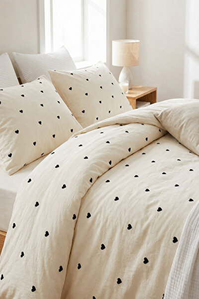 Ricco Lifes Black Heart Double Duvet Cover Set (Without Sheet)
