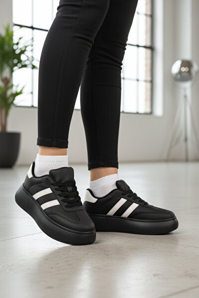 AYK'S Black Thick Sole Lace-Up Unisex Walking and Sports Shoes Sneaker Dvs-01