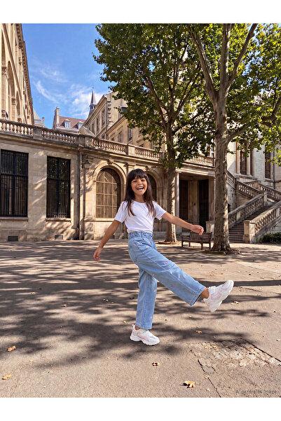 LC Waikiki Lcw Kids Indigo Wideleg Embroidered Girls' Jean Pants