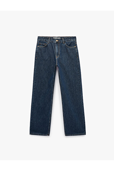 Koton Buttoned Regular Waist Straight Leg Denim Trousers with Pockets - Strai...