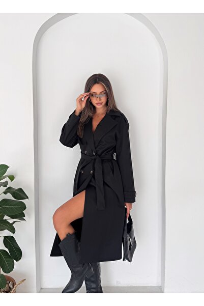 vesantia Women's 4-Button Lined Premium Long Trench Coat