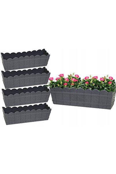 Prosperplast 4x Jardinieră de balcon pentru exterior, antracit