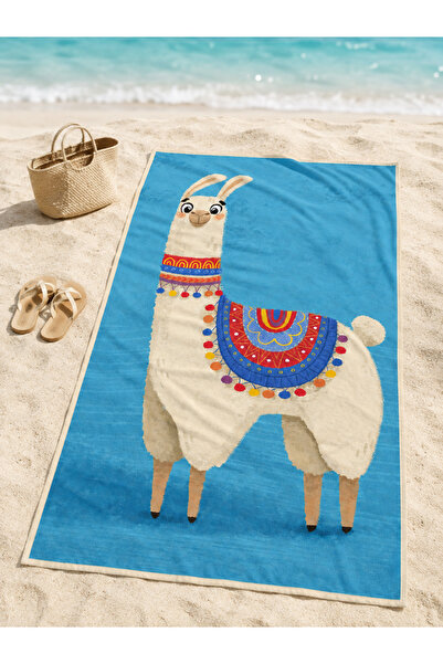 GÖKOVA HOME Lama | Çocuk Plaj Havlusu | 75×150 cm – İnce, Hafif, Su Emici Mik...