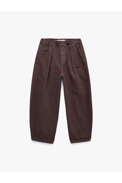 Koton Comfortable Fit Pocketed Buttoned Balloon Fit Barrel Pants