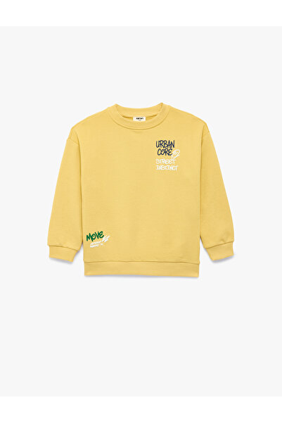 Koton Hanorac cu mânecă lungă, cu decolteu tip crewneck, cu imprimeu pe spate...