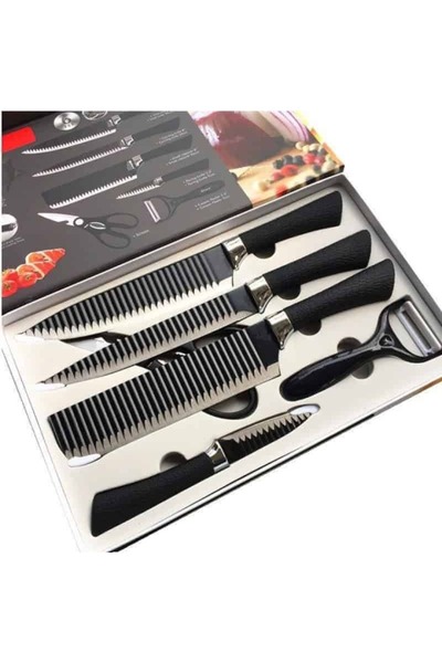 wei inox Set 4 cutite+accesorii, inox+plastic, negru