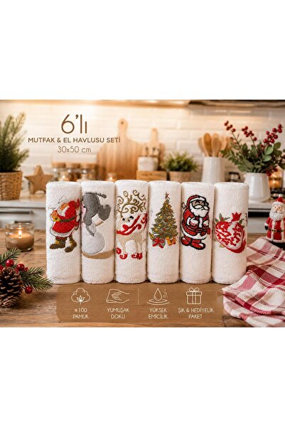 violet storee Set of 6 30X50 cm 100% Cotton Kitchen Towels and Hand Towels in...