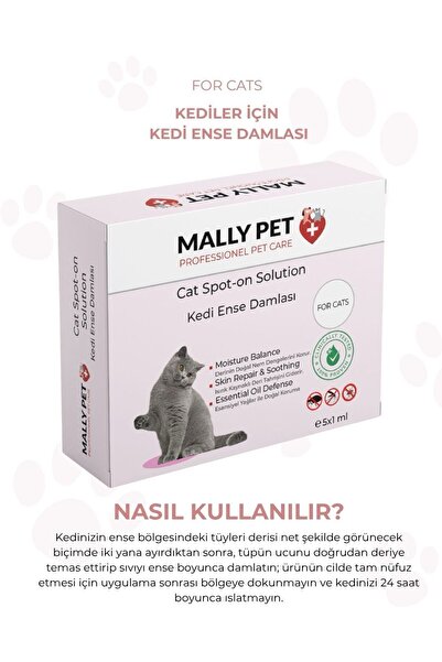 Mallypet Spot-on Solution Kedi Pire Dış Parazit Deri Bakımı için Bitkisel Damla Seti 5 Tüp