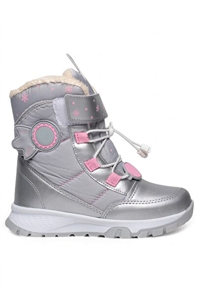 İmerShoes Beigefarbene Schneestiefel für Mädchen von Daily, mit Klettverschlu...