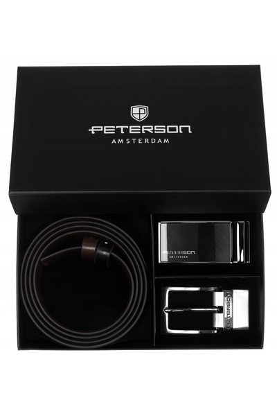 Peterson Curea bărbătească pentru pantaloni, piele naturală, cadou, set 4 în 1