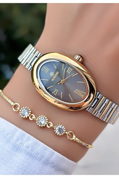 Homies Original-Women's Wristwatch - Gold Silver Color - Adjustable Steel Ban...