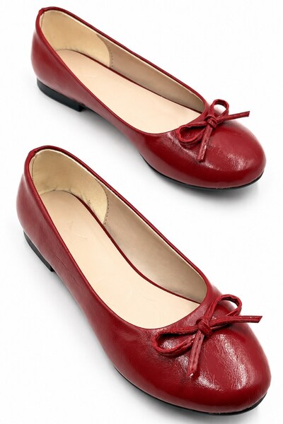 İX Taarus Women's Patent Leather Bowknot Ballerina Flat Sole Comfortable Dail...