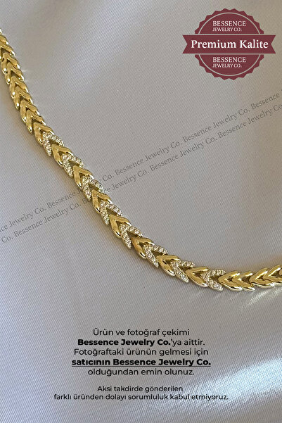 BESSENCE JEWELRY CO. CM Jew 14K Gold VIP Çelik Bileklik Kalpli Zirkon Taşlı M...