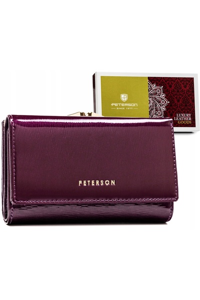 Peterson Portofel de damă din piele, cu închidere, protecție RFID, elegant.