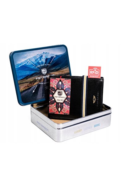 Peterson Portofel din piele bărbătesc orizontal cu protecție RFID, carcasă me...