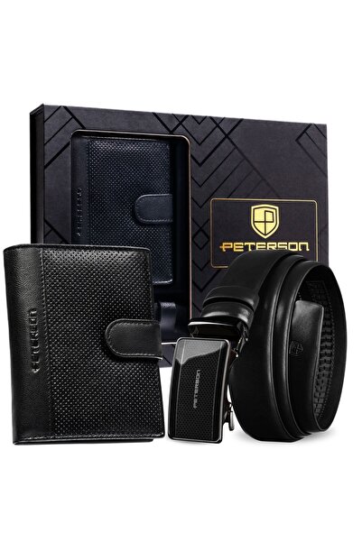 Peterson Set cadou pentru el: portofel din piele cu protecție RFID și curea b...