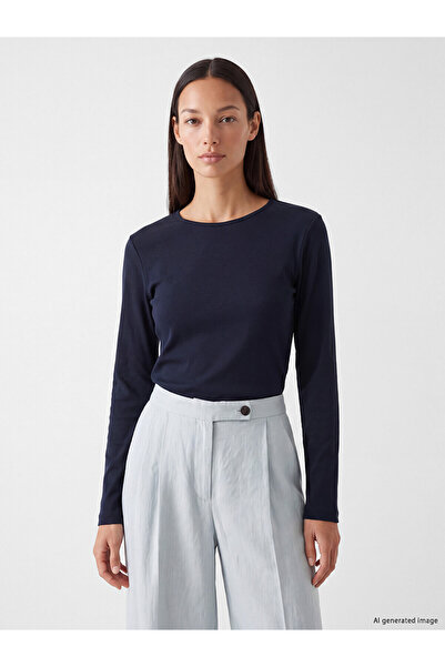 LC Waikiki Lcw Everyday Navy Blue Crew Neck Women's Bodysuit