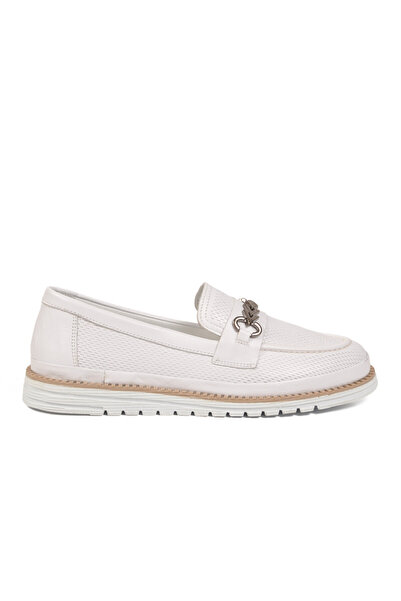 Voyager White Genuine Leather Anatomical Comfortable Sole Women's Daily Loafe...