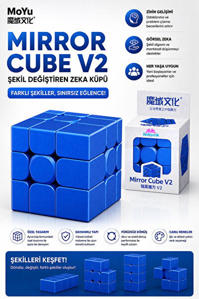 hediyecik Speed Moyu Mirror Cube V2 3x3x3 Mavi Zeka Küpü Akıl Küpü Rübik Küp