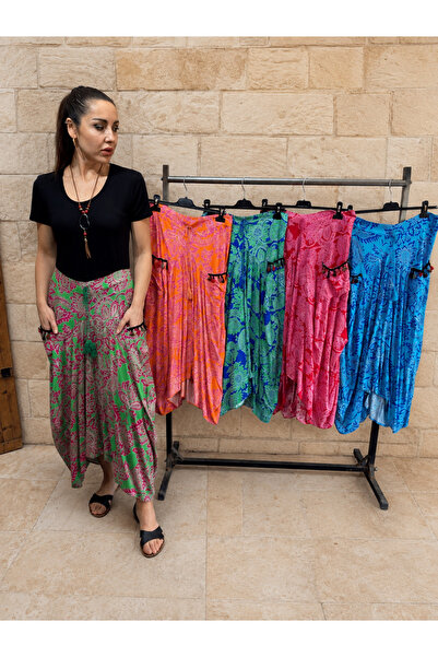 AGORATEKSTİL Women's Woven Viscose Fabric Patterned Shalwar Skirt 38-42