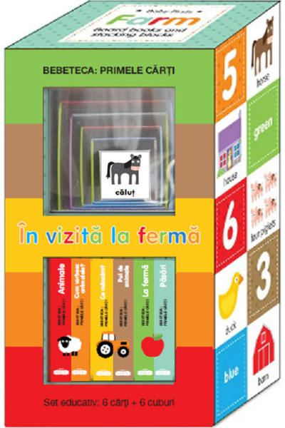 Prut In vizita la ferma. Set educativ 6 carti + 6 cuburi