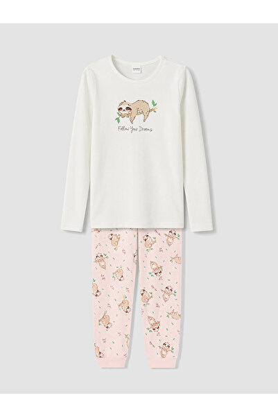 LC Waikiki Pink Printed Girls' Pajama Set