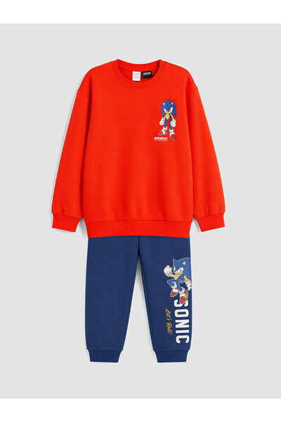 LC Waikiki Lcw Kids Red Printed Boys' Tracksuit Set