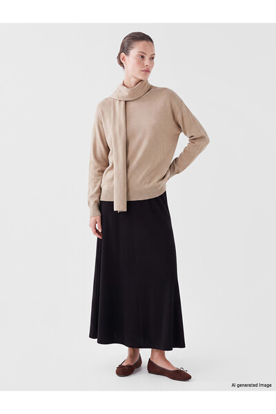 LC Waikiki Black Elastic Waist Knitwear Skirt