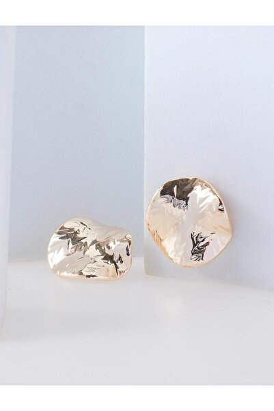 Jimmy Key Gold Color Textured Asymmetrical Shaped Plate Earrings