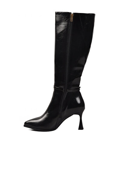 AYK'S Black Thin Heeled Zippered Women's Boots 9652013