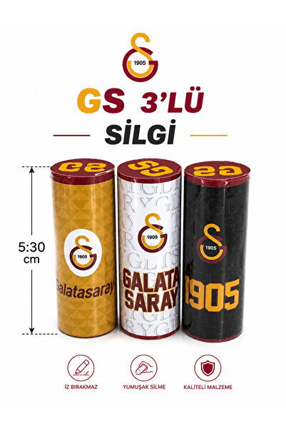 Galatasaray GS 1905 Lisanslı 3’lü Silgi Seti – Taraftar Temalı Silgi