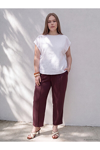 LC Waikiki ALITA CITY Plus Size بنطال نسائي بخصر مطاطي مع اختلاف