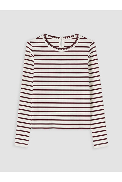 LC Waikiki Lcw Kids Brown Striped Girls' T-Shirt