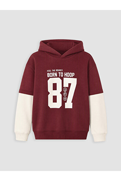 LC Waikiki Burgundy Boys' Thick Sweatshirt