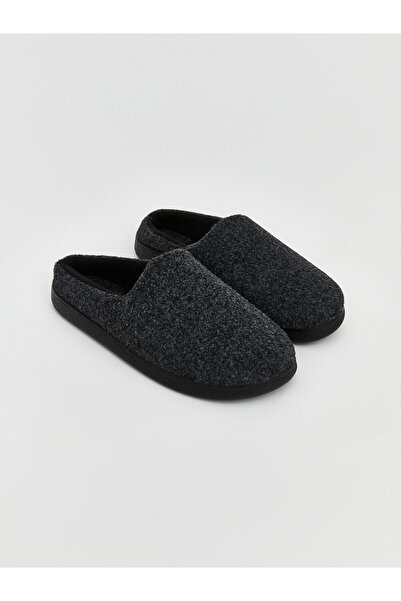LC Waikiki Lcw Steps Black Plush Lined Men's House Slippers