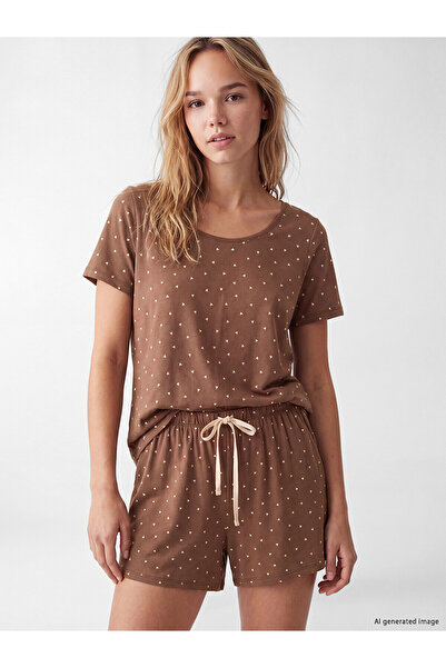 LC Waikiki Nevavm with Difference, Lcw Dream Brown Combed Cotton Patterned Sh...