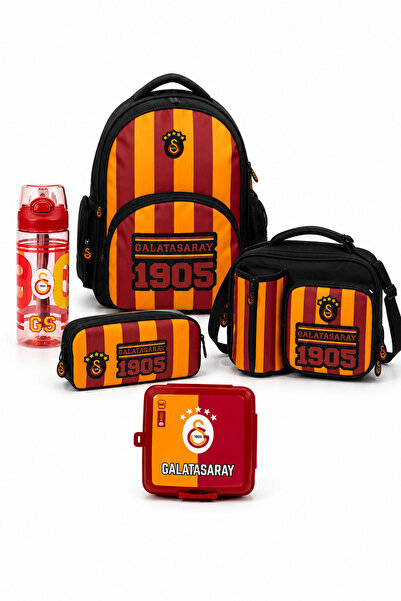 Galatasaray Lisanslı 1905 Baskılı 5'li Okul Seti - Okul Çantası, Beslenme Çan...