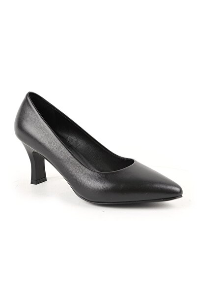 Libero Women's Heeled Shoes Genuine Leather Pointed Toe Medium Goblet Heel Cl...