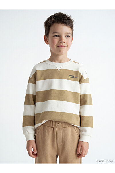 LC Waikiki Alita City Lcw Kids Beige Pique Striped Loose & Baggy Boys' Sweats...