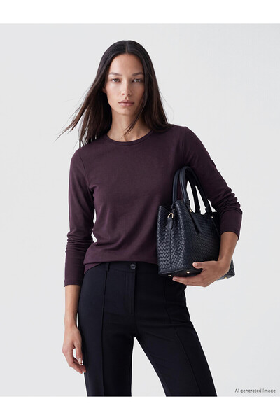 LC Waikiki Lcw Everyday Women's Plum Crew Neck T-Shirt